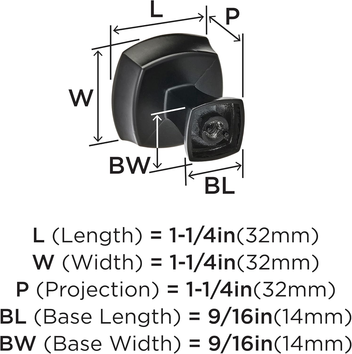 Amerock, Black, 1-1/4 in (32 mm) Length - Image 3