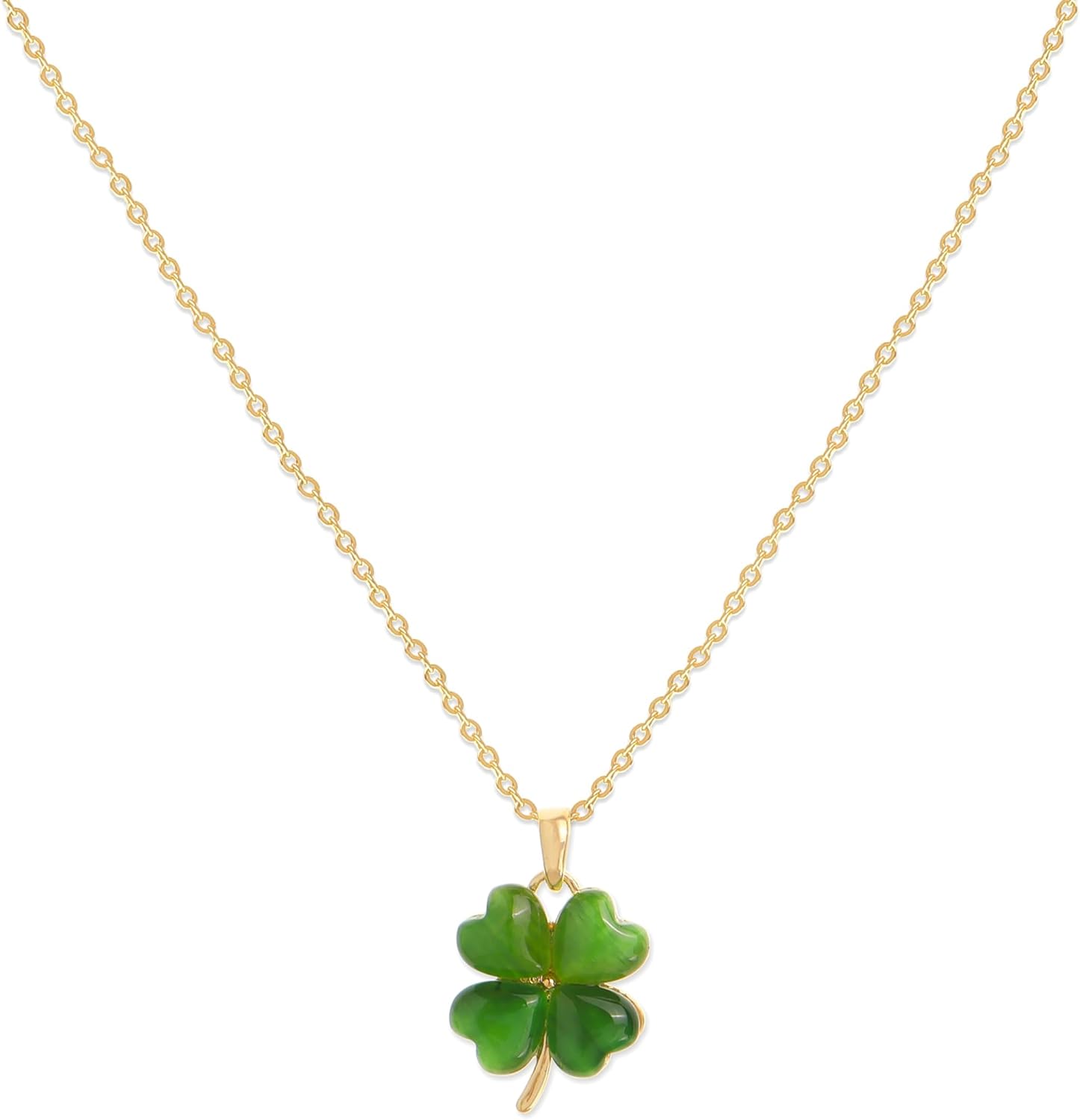 Green Clover Shamrock Necklaces for Women, Cute Dainty St Patricks Day Pendant Chain Choker Prom Wedding Accessories Outfit Jewelry Gift