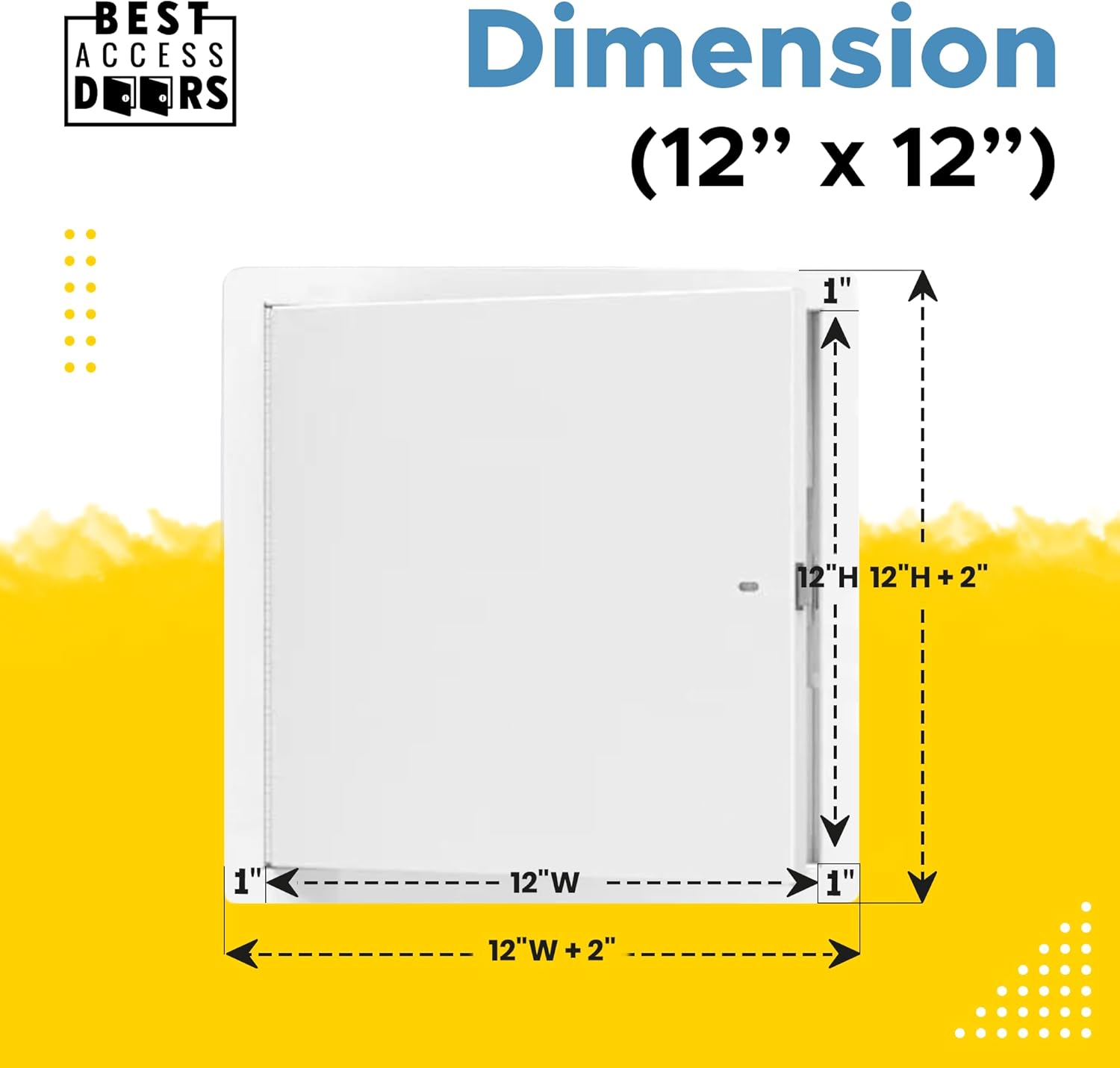 Best 12" x 12" Fire Rated Uninsulated Metal Access Panel with Flange, LEED Compliant 16-Gauge Cold Rolled Steel Access Door, Self-Latching Drywall Panel for Walls, White Powder Coat, AMZ-BA-FRN