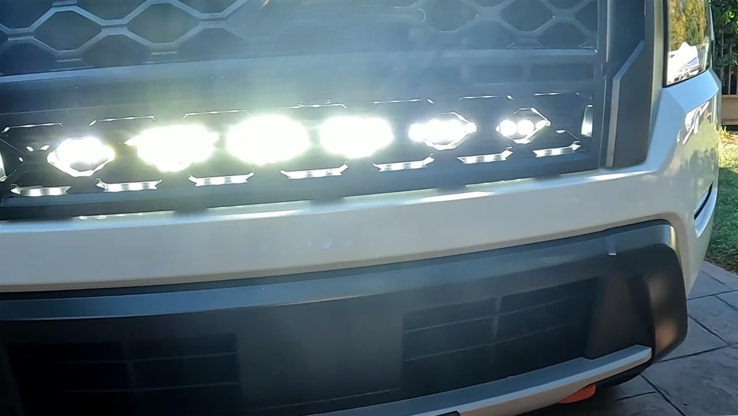 iJDMTOY Behind The Grille Mesh 30-Inch LED Light Bar Kit Compatible with 2022-up Nissan Frontier, Includes 150W Single Row LED Lightbar, Mounting Brackets, Relay Wiring w/On/Off Switch