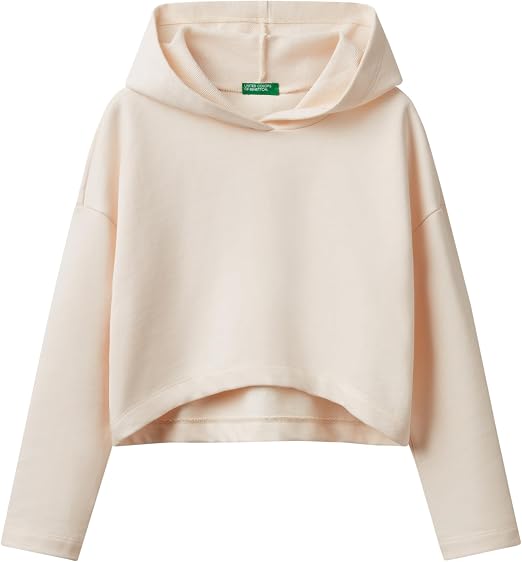 Sweat à Capuche United Colors Of Benetton Pour Filles - Vert Pailleté - Taille 130 Cm - Maille Grattée Confortable