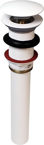 Westbrass D410A-1-60 Desagüe de tapón desplegable estilo hongo para fregaderos de cuencorecipiente sin desbordamiento, blanco mate
