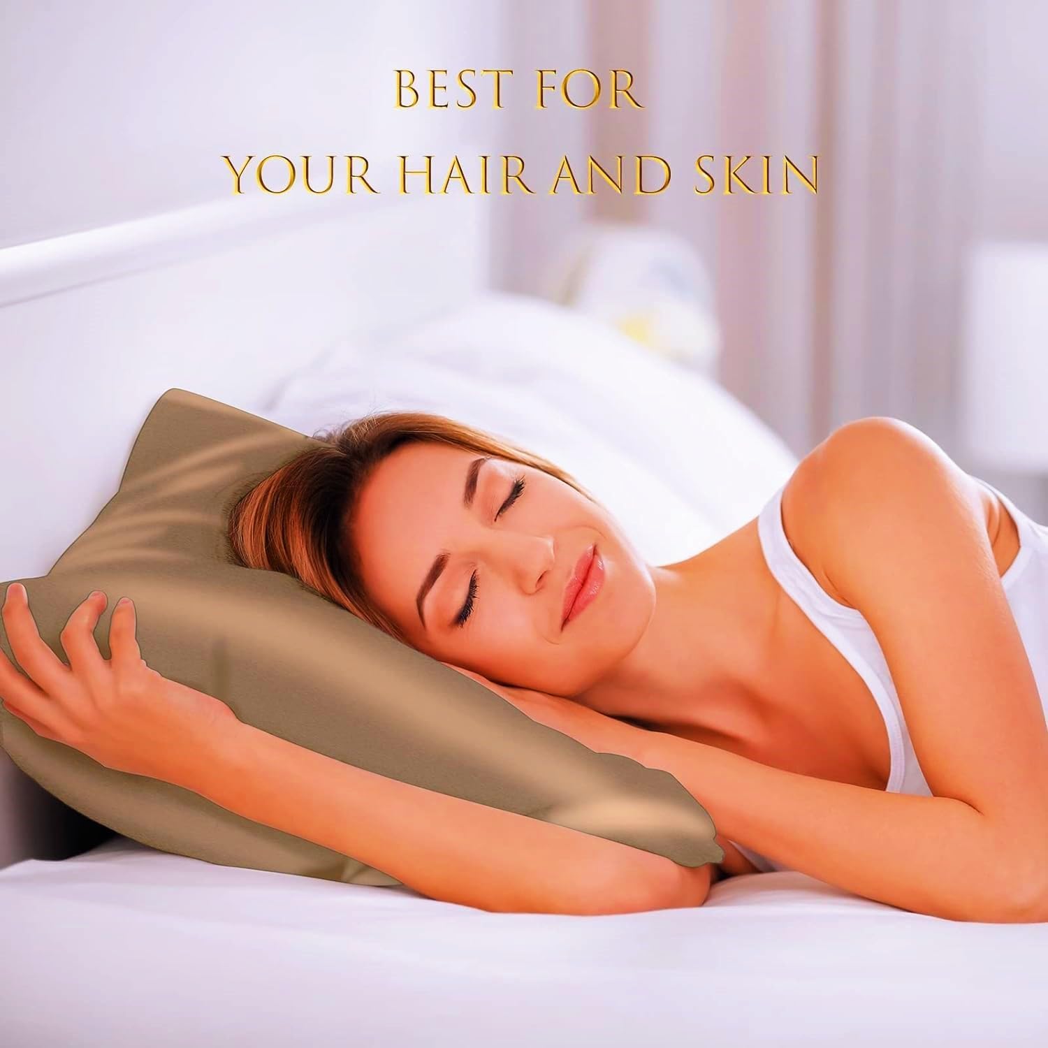 19 Momme Silk Pillowcase with Hidden Zipper, Double-Sided, Hair and Skin Care (Taupe, Standard 50x75cm) - Image 2