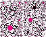 Sm Pink and Zebra Print Flower Wall Decals/Flowers Wall Decor