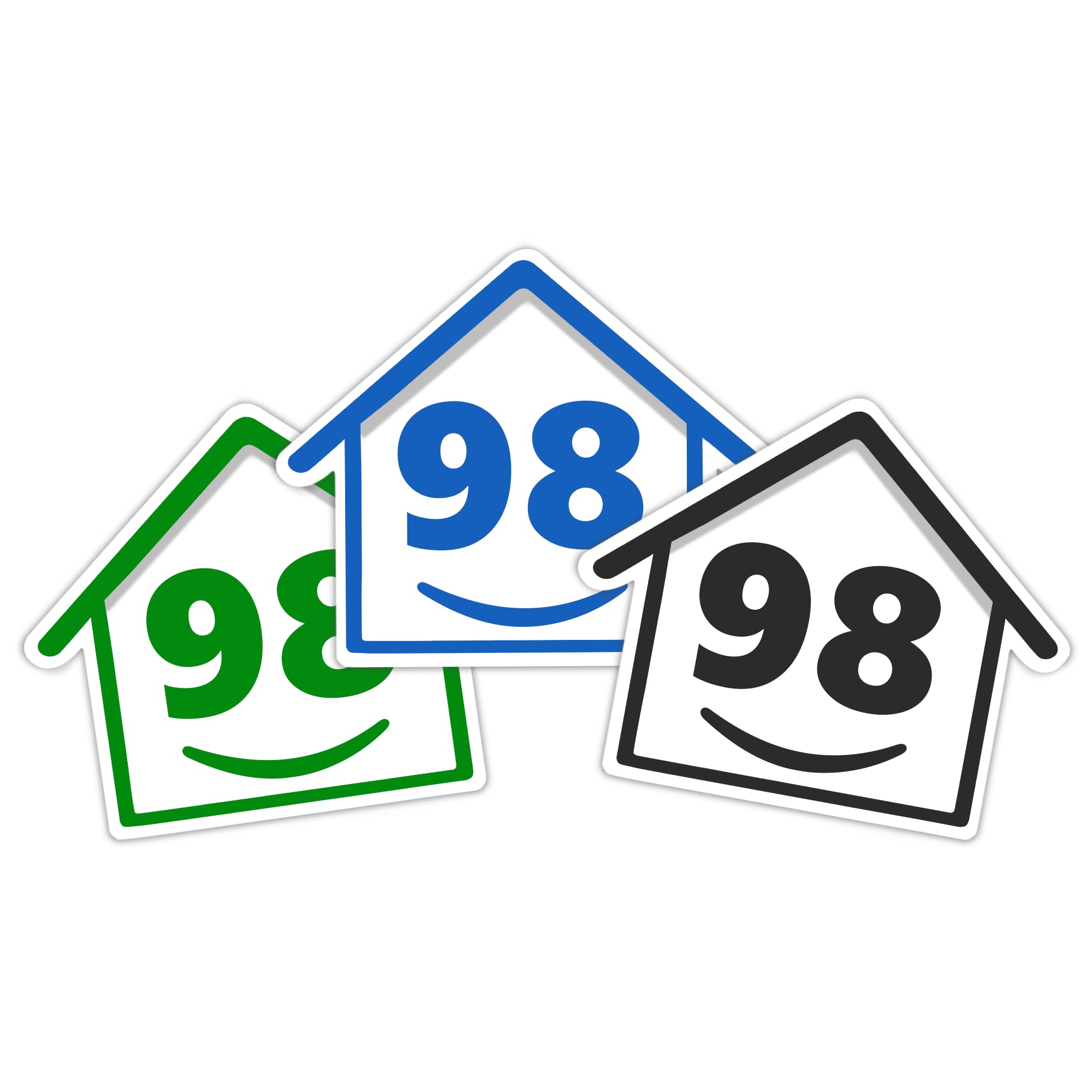 3 x Bin Numbers for Wheelie Bins, 1-99, 15cm ‘Happy House’ Colour Design Dustbin Stickers, Easy Application Stick On Number Stickers - Weatherproof Self Adhesive Vinyl – Blue, Black and Green (14) — view 29