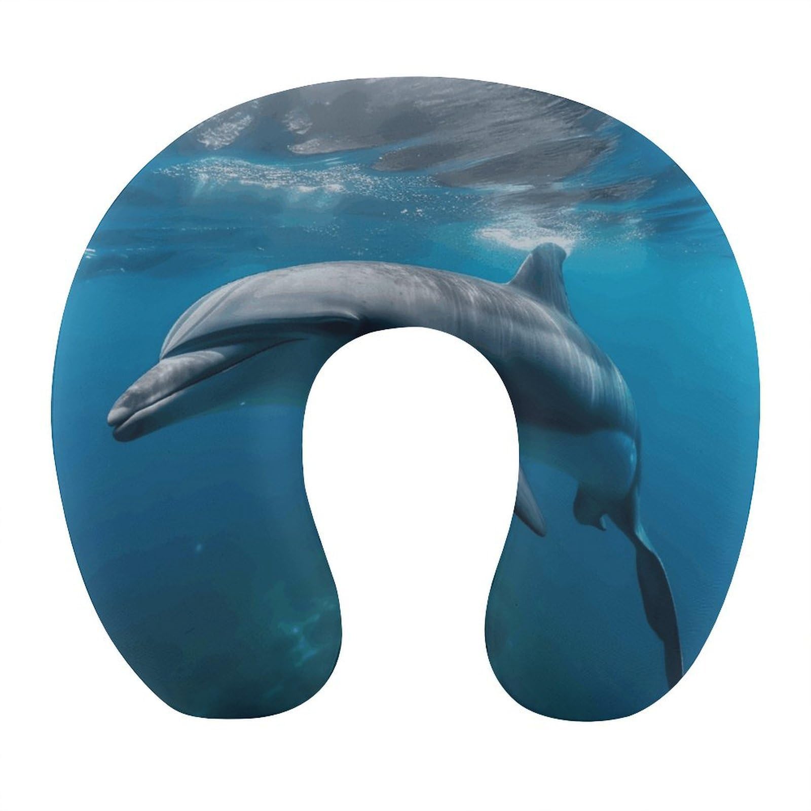 FekiLoot Dolphins in The Ocean1 Travel Pillow,U Shaped Office Napping Pillow Support Neck and Head Comfortable Travel Neck Pillow U Shape Sleeping Essentials for Long Haul Flights