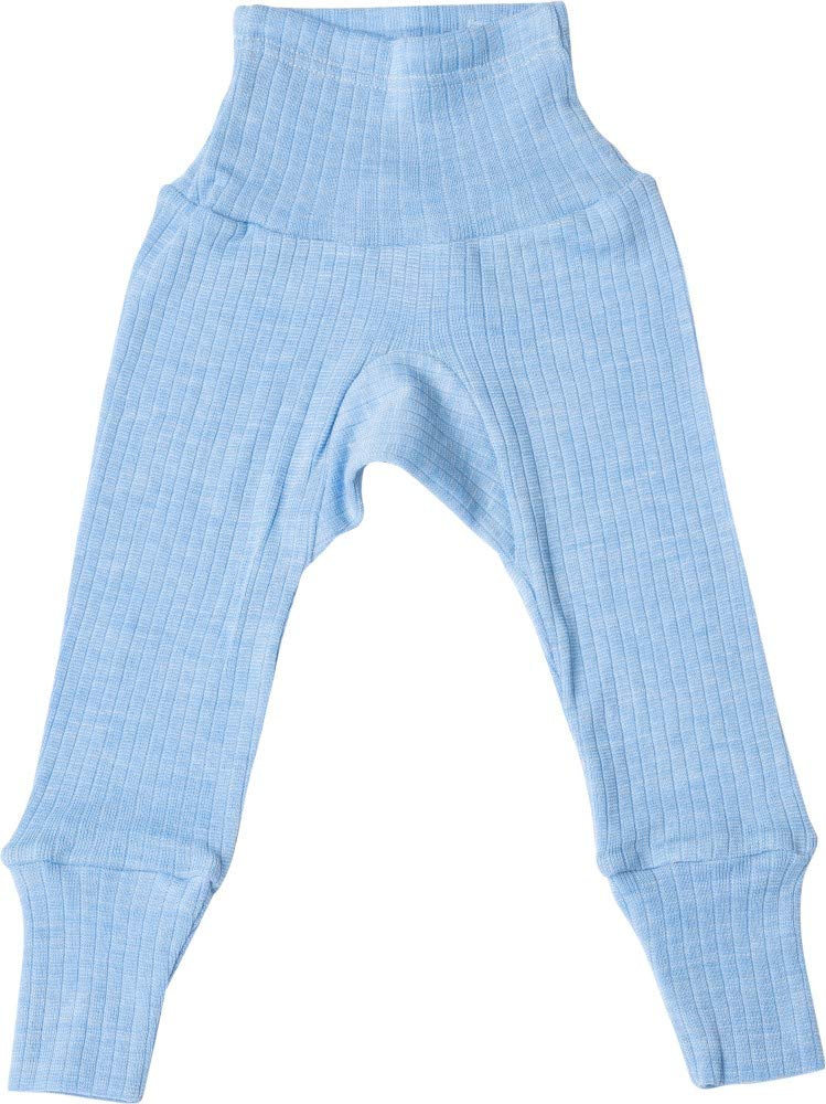 Cosilana, Baby Waist Trousers Long, 45% Organic Cotton, 35% Organic Wool, 20% Silk (3-7 Months (Height 23-27) (62/68), Blue Melange)