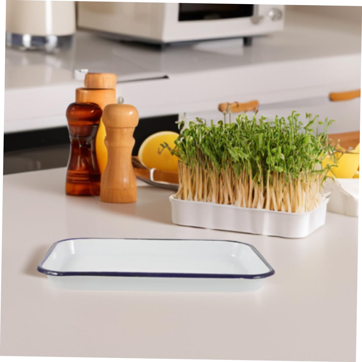 2pcs Rectangular Enamel Baking Tray Non Stick Roasting Pan Dishwasher Safe Multifunctional Baking Dish for Roasting Serving Cooking Efficient Design