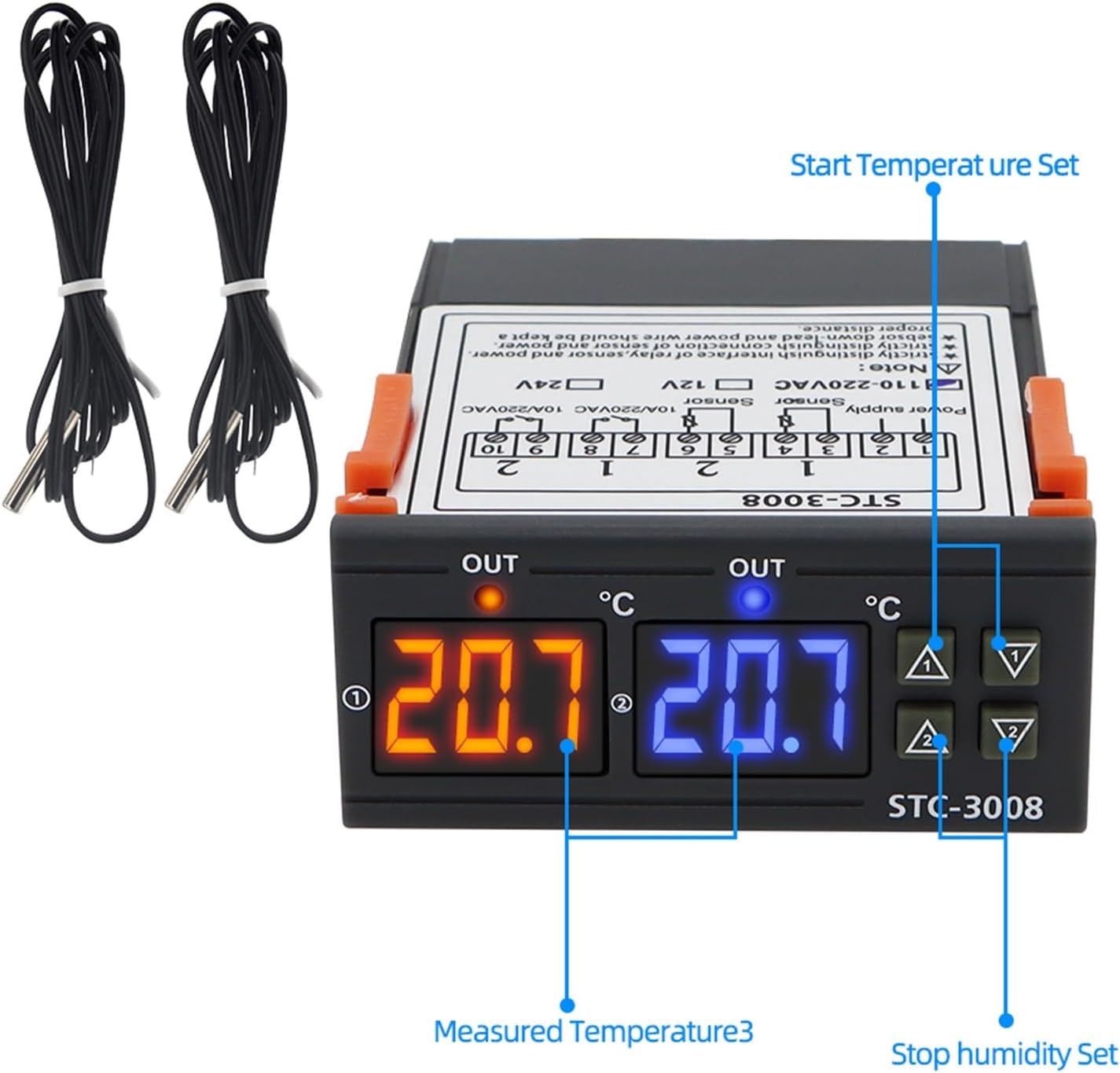 STC-1000 STC-3028 STC-3008 Digital Hygrometer Humidity Controller Thermometer Sensor Heater Cooler 24V/220V(STC-3008 AC110V-220V)