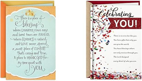 Hallmark DaySpring - Tarjeta de cumpleaños religiosa (Bessings On Your Birthday) y tarjeta de cumpleaños religiosa DaySpring (Celebrating You)