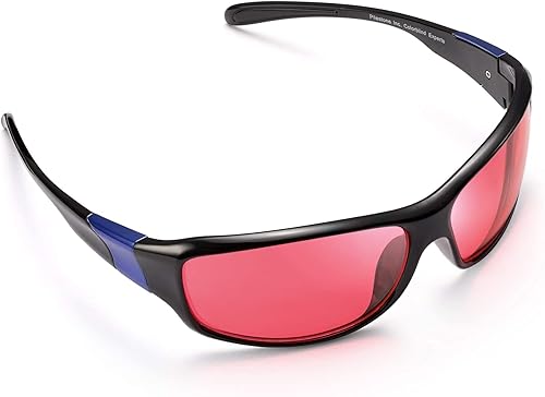 Miniatura 7 de Pilestone TP-016 Lens D Color Blind Gafas estilo deportivo para uso en interiores y exteriores de ceguera roja mediafuerte, Negro -