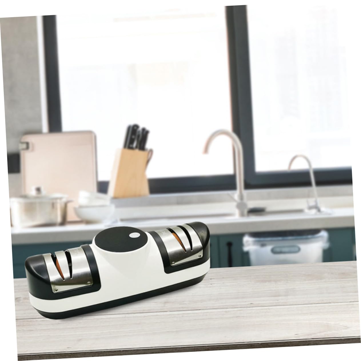 Amosfun Affilacoltelli Elettrico Professionale, Acciaio Inossidabile, Ricaricabile 1800mah, Affila e Ravviva i Bordi, per Coltelli da Cucina