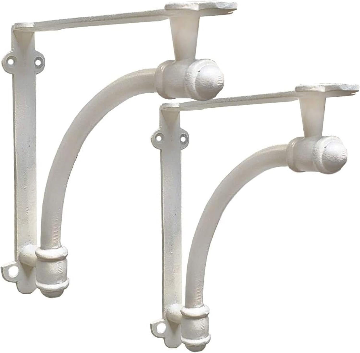 NACH Half Round Wall Mount Shelf Bracket, Decorative Brackets for Shelving, Heavy Duty Cast Iron, DIY Projects, Hardware Included, 2-Pack, Antique White Finish, 8.25x7.9x2.1 inch, JS-90-064WTM