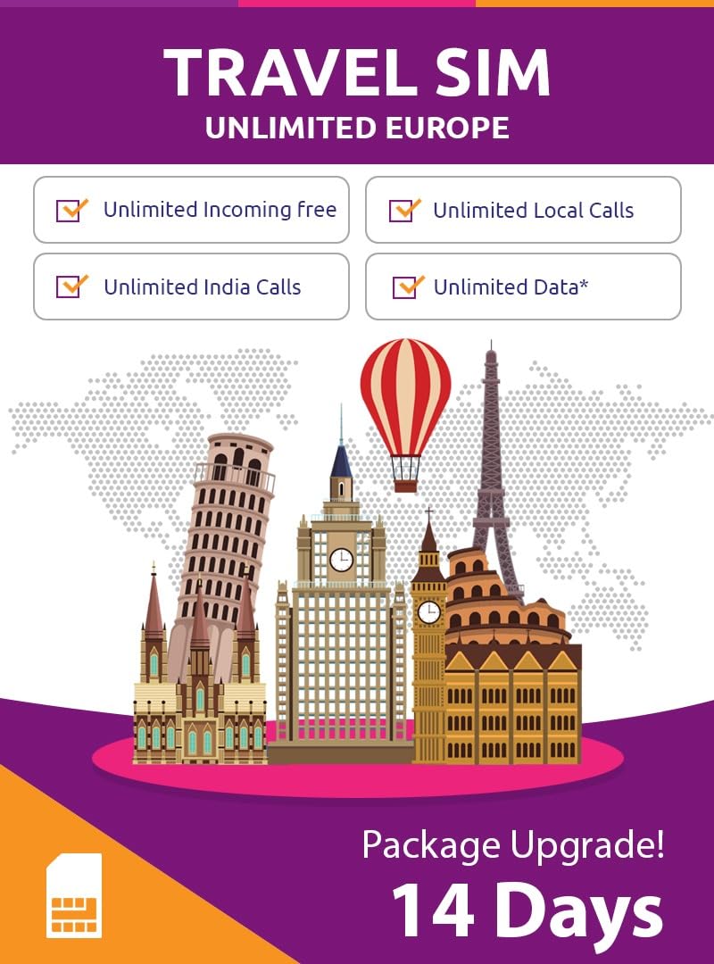 Europe Travel Sim by Travel Sims || UK || Switzerland || France || Italy || Sweden || Spain || Austria || Belgium and Many Others (14 Days)