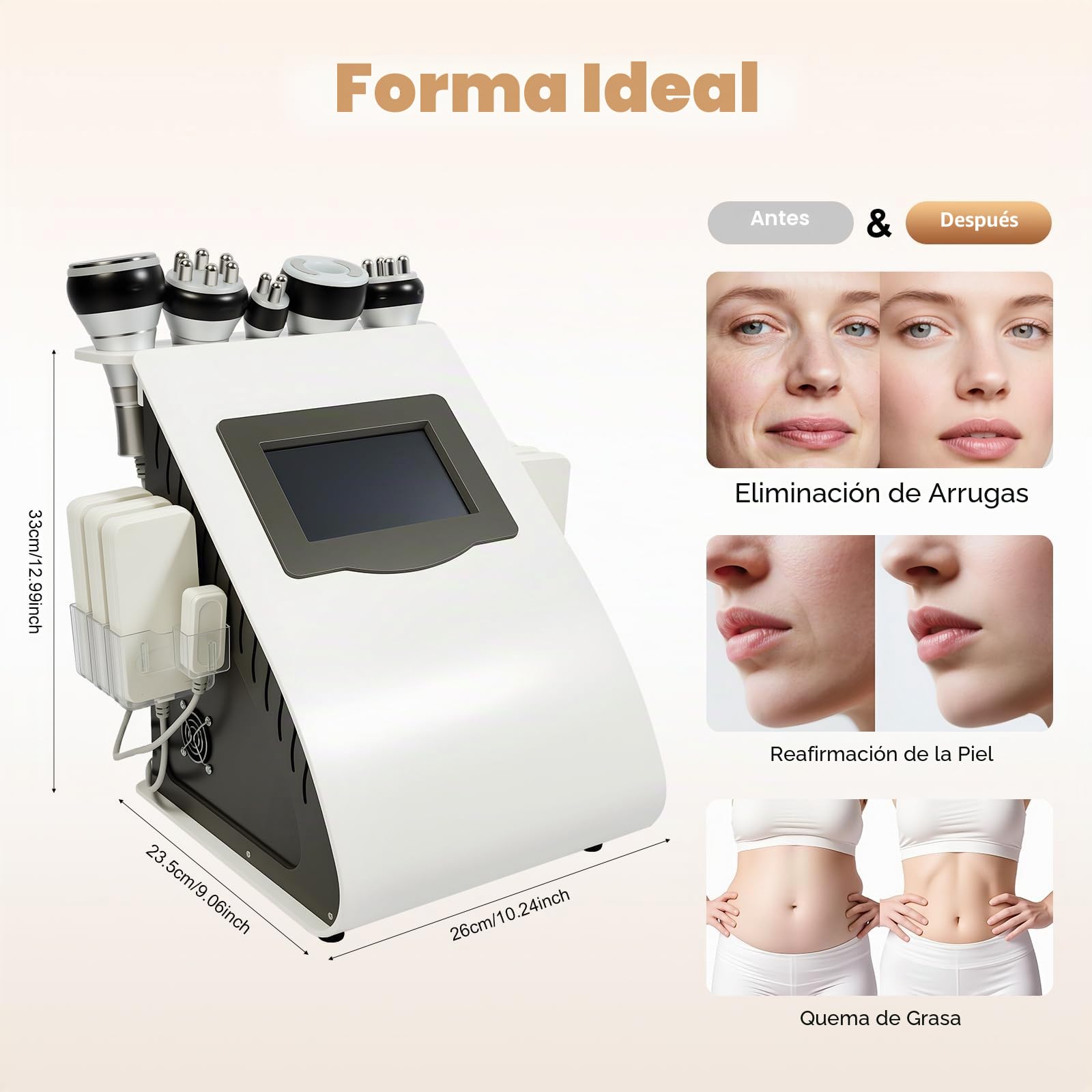 Máquina de pérdida de peso 5 en 1, cavitación 40 K, dispositivo multipolar de radiofrecuencia, quema grasa, cuidado de la piel para salón de belleza, spa, hogar