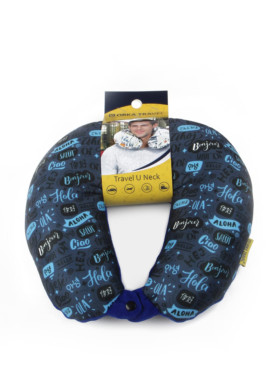 ORKA TRAVEL Digital Printed Spandex Filled with Micro Beads Luxury Travel Neck Support Rest Pillow, Multipurpose Comfortable Travel Pillow for Airplane (Hola)-picture-28