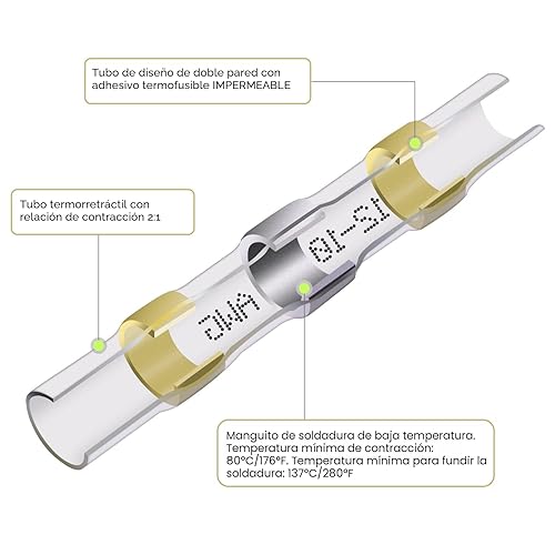 Miniatura 3 de 350 piezas de kit de conectores de alambre de sellado de soldadura, conectores de tope termorretráctiles, cableado impermeable marino, terminales