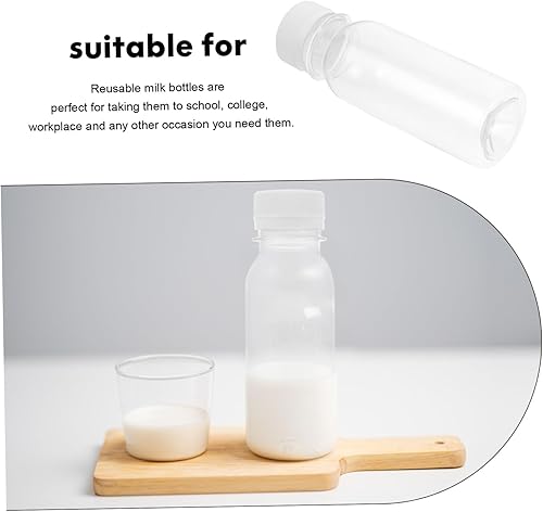 Miniatura 8 de Angoily 6pcs botellas de plástico pequeñas botellas de leche vacías reutilizables para almacenamiento de jugo