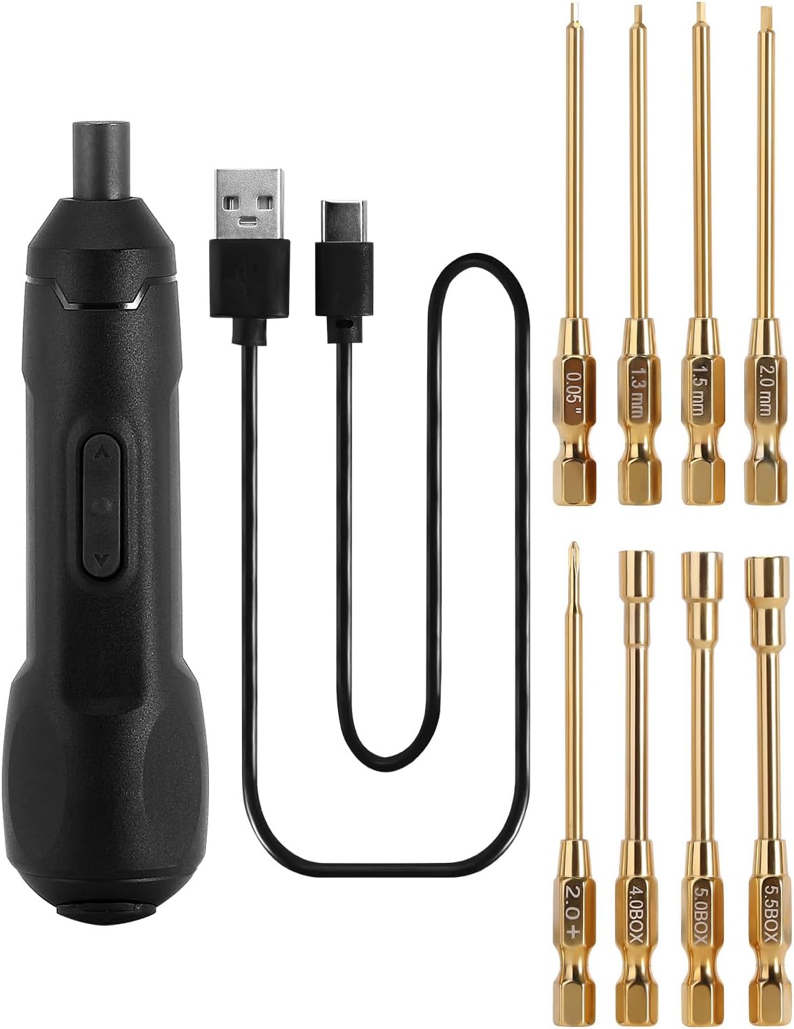 INJORA Electric Screwdriver Cordless, 8-Bit System, Hex & Phillips Screwdriver Tool Set, RC Car Tools Kit For 1/18 1/24 Scale Crawler Cars