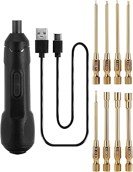 INJORA Electric Screwdriver Cordless, 8-Bit System, Hex & Phillips Screwdriver Tool Set, RC Car Tools Kit For 1/18 1/24 Scale Crawler Cars