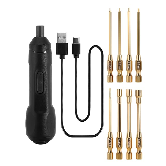 INJORA Electric Screwdriver Cordless 8-Bit System Hex Phillips Screwdriver Tool Set RC Car Tools Kit For 1 18