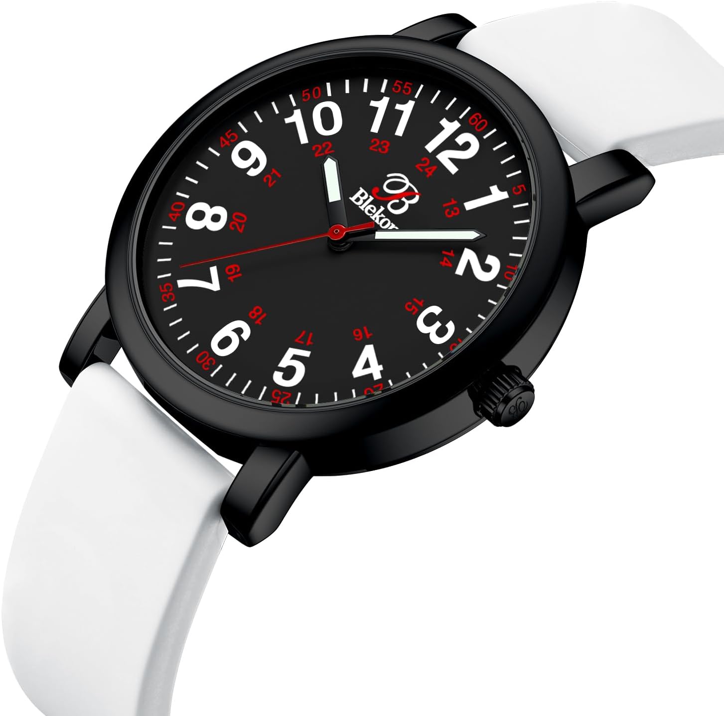 Blekon Original Nurse Watch with Second Hand – Nursing Student Essentials Work Watches for Women, Clip-On Analog Wristwatch for Nurses & Medical Students with Sweeping Secondhand (Black/White)