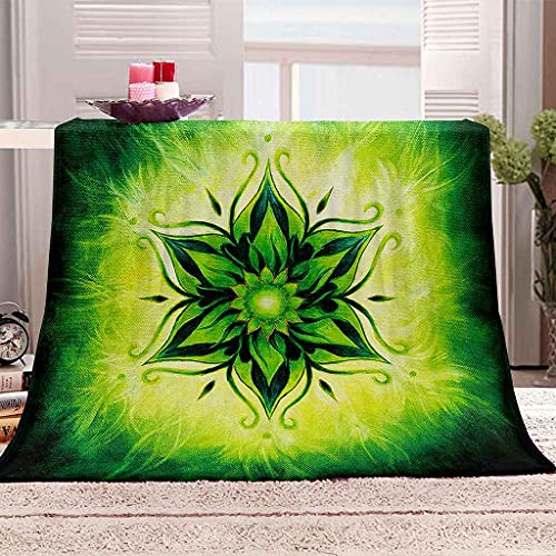 Couverture polaire fleurs vertes pour cocooning dans le salon - 2