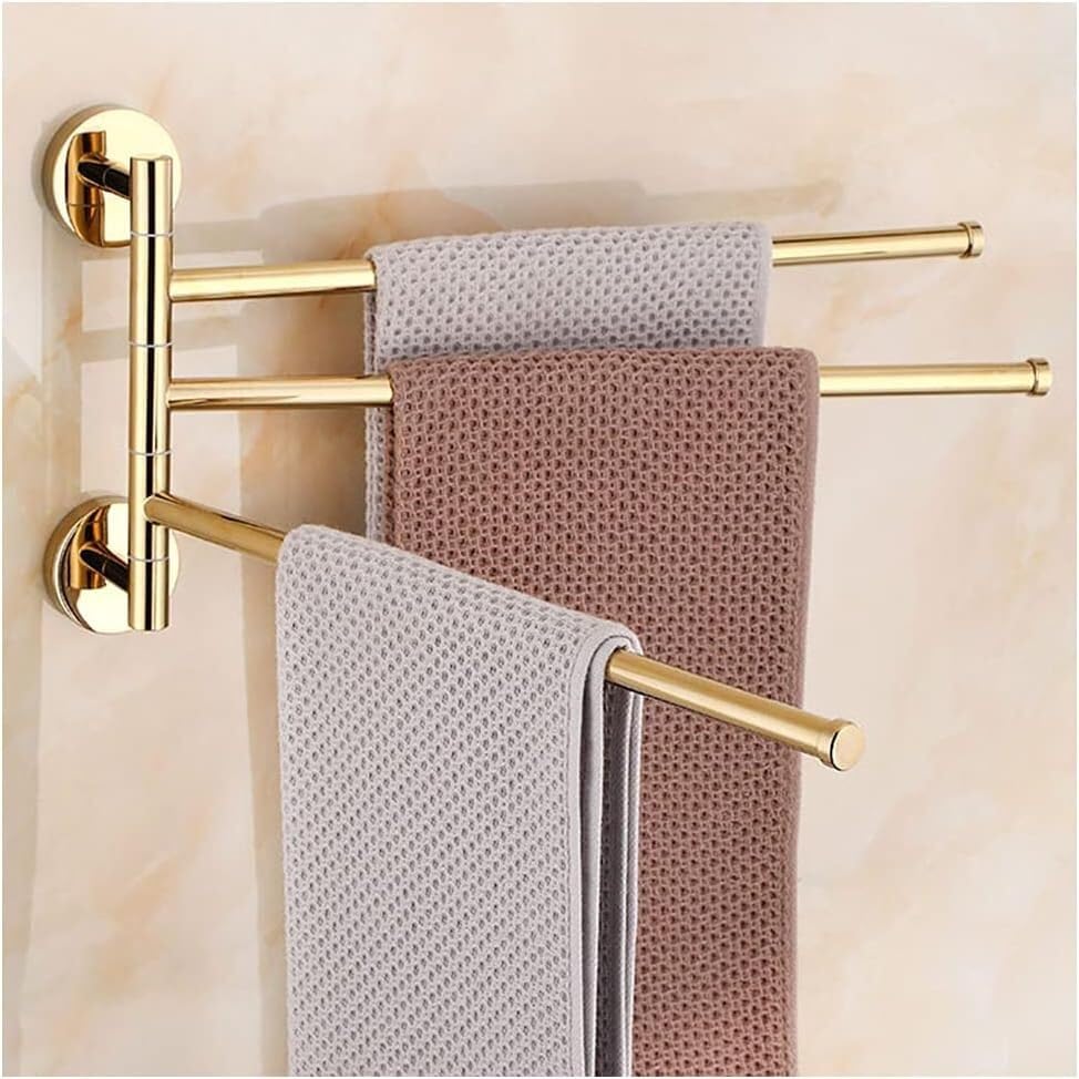 Porte-serviettes mural gain de place à bras pliable en chrome pour salle de bain