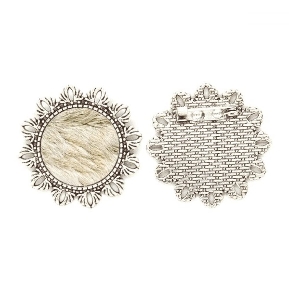Broche de flor gris plata mediano accesorio para bufandas y solapas 4