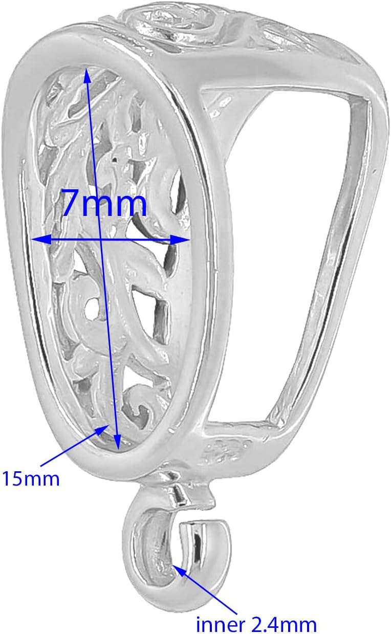 egemmall Extra Large Sterling Silver Pendant Clasp Slider Bail Connector