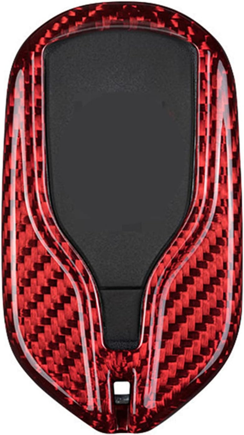 Best Seller M.JVisun Genuine Carbon Fiber Key Fob Cover for Maserati Levante Quattroporte Ghibli Smart Car Remote Key Fob Case for Men Women - Red