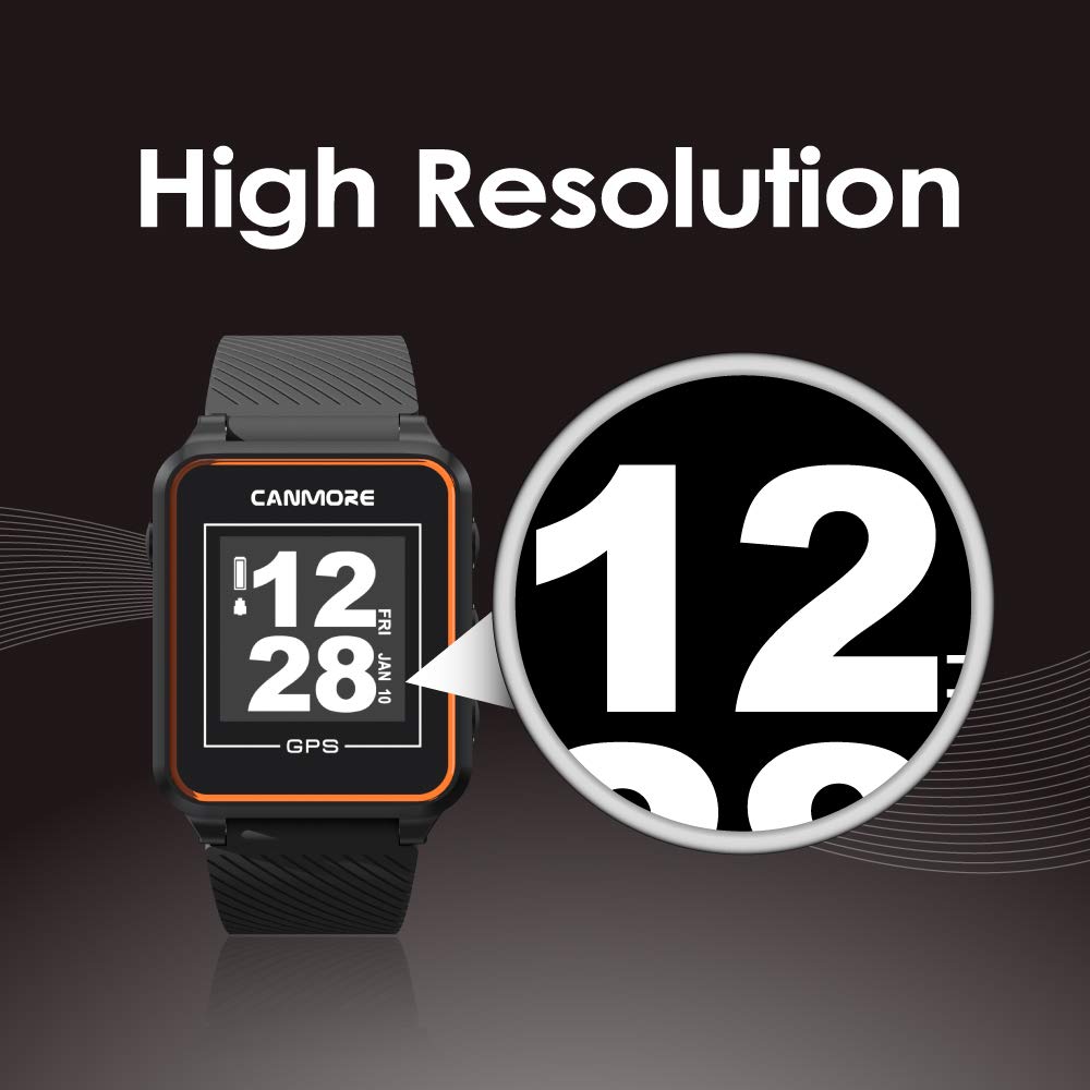CANMORE TW356 Orologio GPS da golf per uomo e donna, aggiornamento gratuito di oltre 41.000 campi precaricati in tutto il mondo, display LCD ad alto contrasto, chip IC di aggiornamento, Arancia