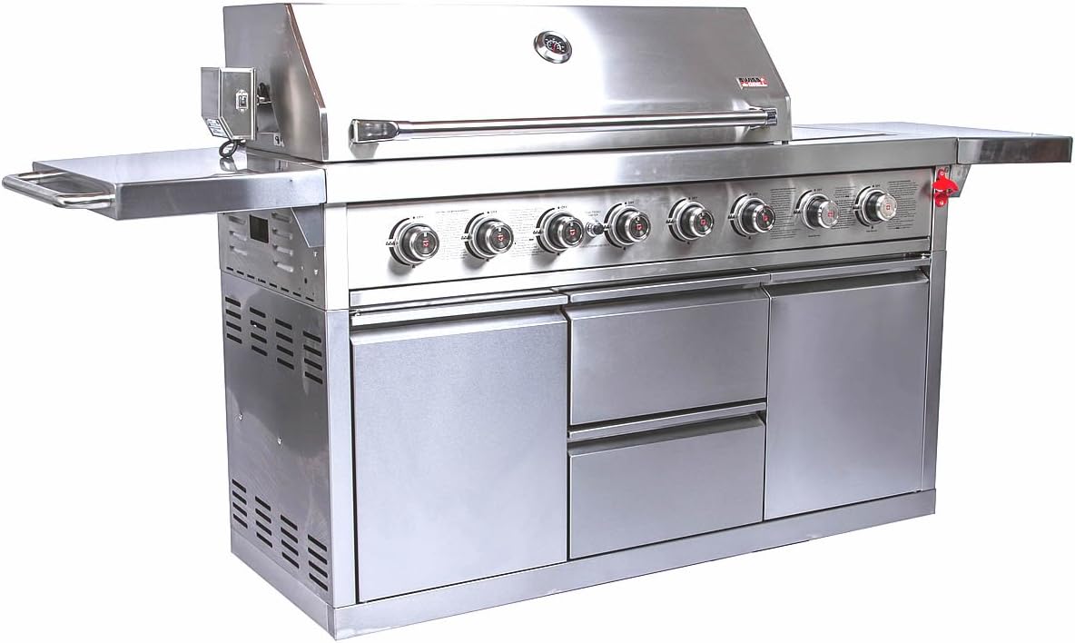 Z650D Zurich Series Stainless Steel Grill with 6-Piece Burner Unit/Infrared Rear Burner/Infrared Side Burner/Rotisserie Kit/Stainless Steel Cart