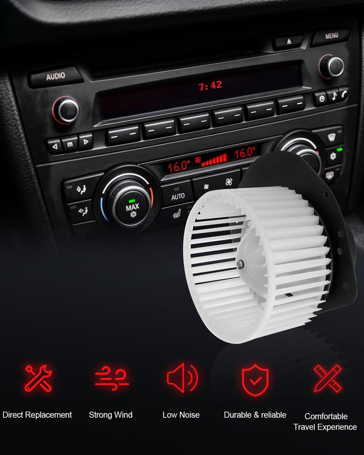 AC Blower Motor EOTZ 19834 A Blower Fan Compatible for 2003-2004 for Marauder 1987-1991 for LTD Crown Victoria