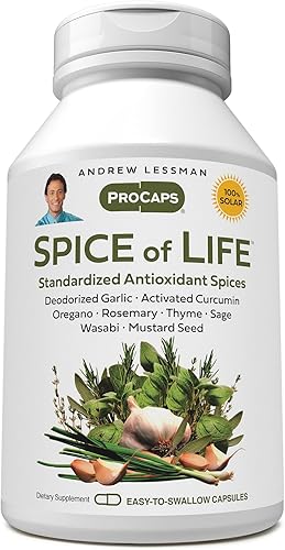 ANDREW LESSMAN Spice of Life 240 Cápsulas  Ocho extractos científicamente establecidos, concentrados. Especias que promueven la salud. Ajo,