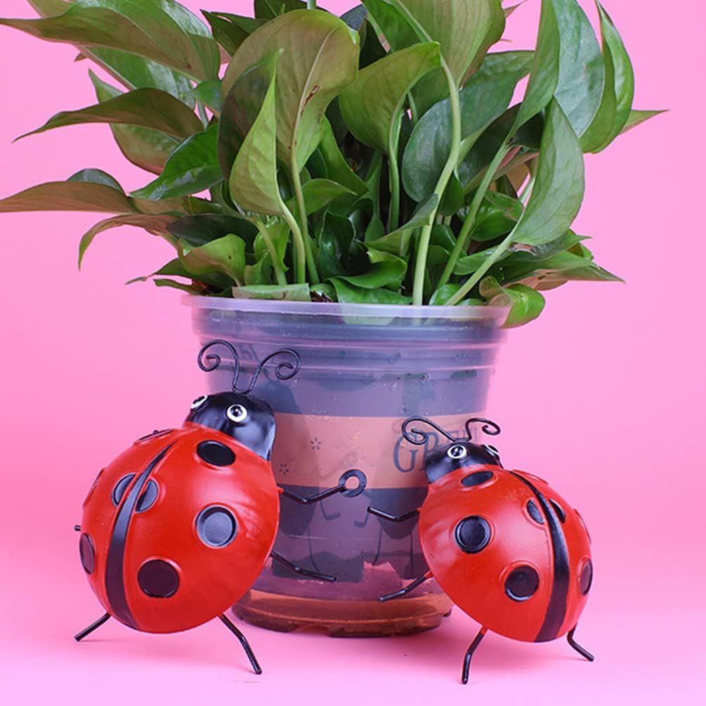 BESPORTBLE Garden Decor 4pcs Metal Ladybug Wall Decor Garden Ladybug Wall Art Sculpture Hanging Decorations for Living Room Bedroom Patio Yard Patio