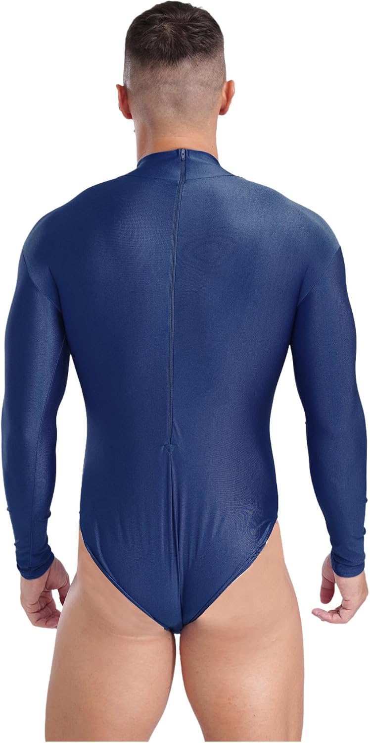 Alvivi Mens Long Sleeve Stretchy Jumpsuit Jogging Yoga Gym Bodysuit Athletic Gymnastics Leotards