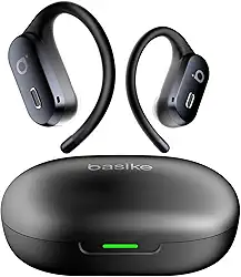 Basike Fone de Ouvido Bluetooth 5.4 TWS Esportivo, Som Hi-Fi Estéreo, ANC Cancelamento de Ruído & Modo Transparência, Microfone com ENC, IPX6 para Corrida e Exercícios ao Ar Livre – Preto