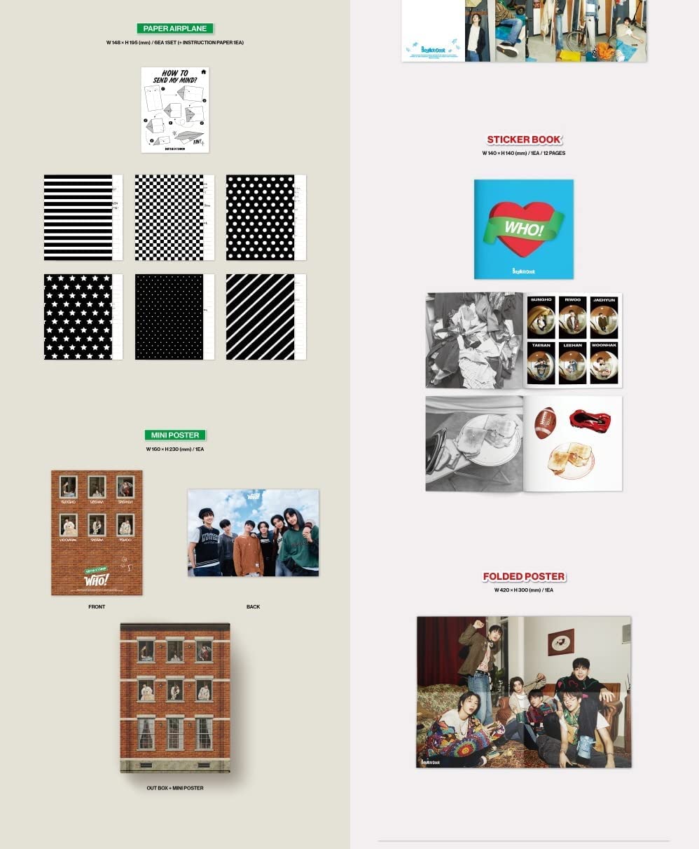 BOYNEXTDOOR WHO! 1st Single Album CD+Poster on pack+Photobook+Photocard+Postcard+Tracking Sealed (SET(WHO+Crunch))