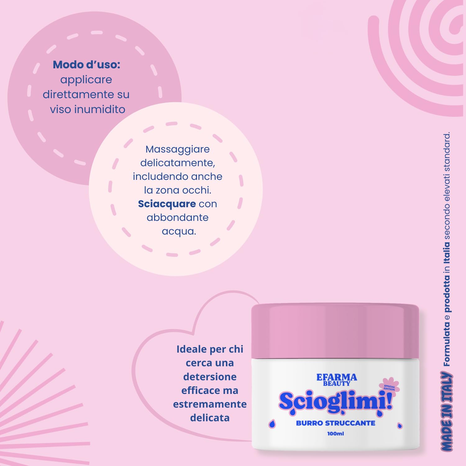 eFarma Beauty Scioglimi! Burro Struccante Viso Delicato 100 ml con Burro di Karité e Vitamina E Made in Italy