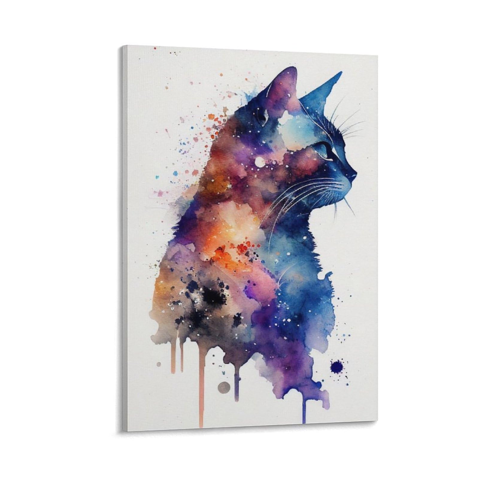 Poster chat aquarelle sur toile 40 x 60 cm une idée cadeau originale - 8