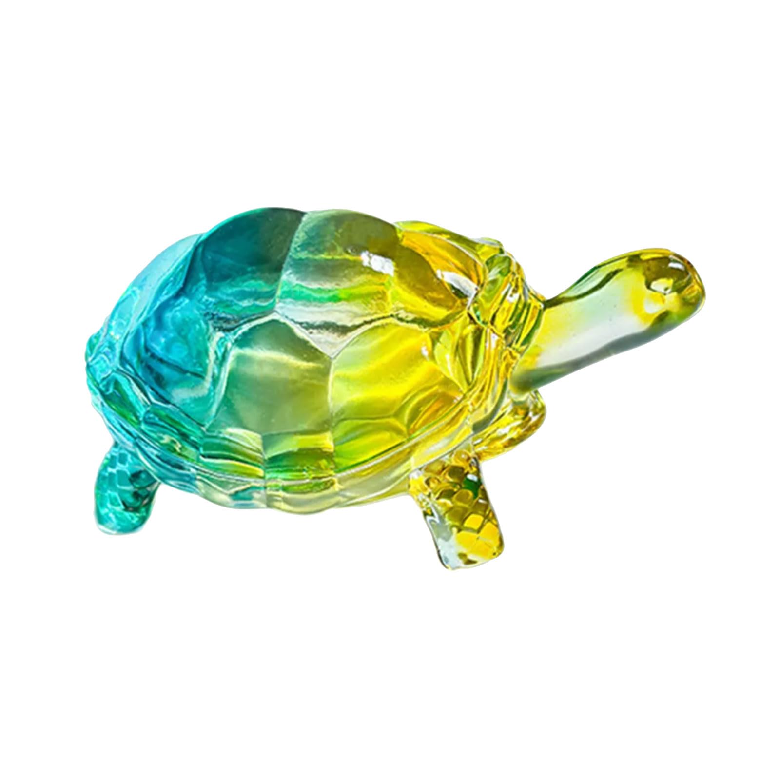 Osniyaw Yellow Blue Glass Turtle Figurine, Collectable, Miniature Animal Statue, Turtle Sculpture, Ornament For Office, Home Decoration, Figurines