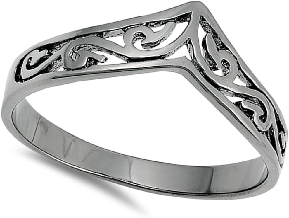 CHOOSE YOUR COLOR Sterling Silver Chevron Thumb Ring