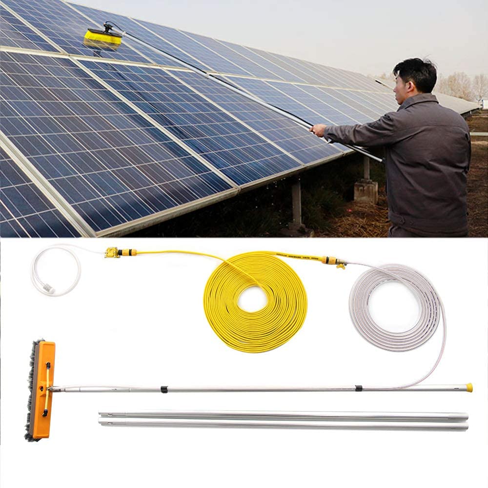 Lxgjsqy 55Cm Brush Head Photovoltaic Cleaner Window Cleaning Pole 4M-12M, Water Fed Telescopic Brush, Window Clean, Extendable Cleaner Conservatory Roof Cleaning Tools Pole