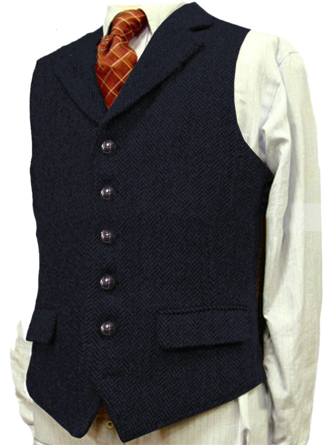 Vogrtcc Chaleco de lana para hombre de corte entallado para hombre