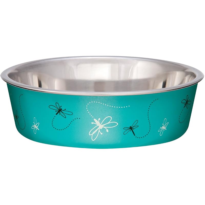 Tigela para Cães em Aço Inoxidável com Base Antiderrapante Loving Pets Bella Dragonfly Média 9,1–15,9 kg