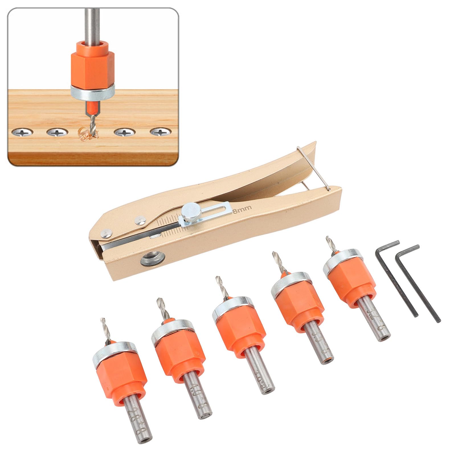 Juego de brocas avellanadoras de 6 uds, broca cónica multifuncional resistente para perforación de carpintería