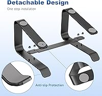 Vista 3 de suptek Soporte de aluminio para laptop, soporte ergonómico desmontable para computadora portátil, elevador de computadora de metal, soporte de PC