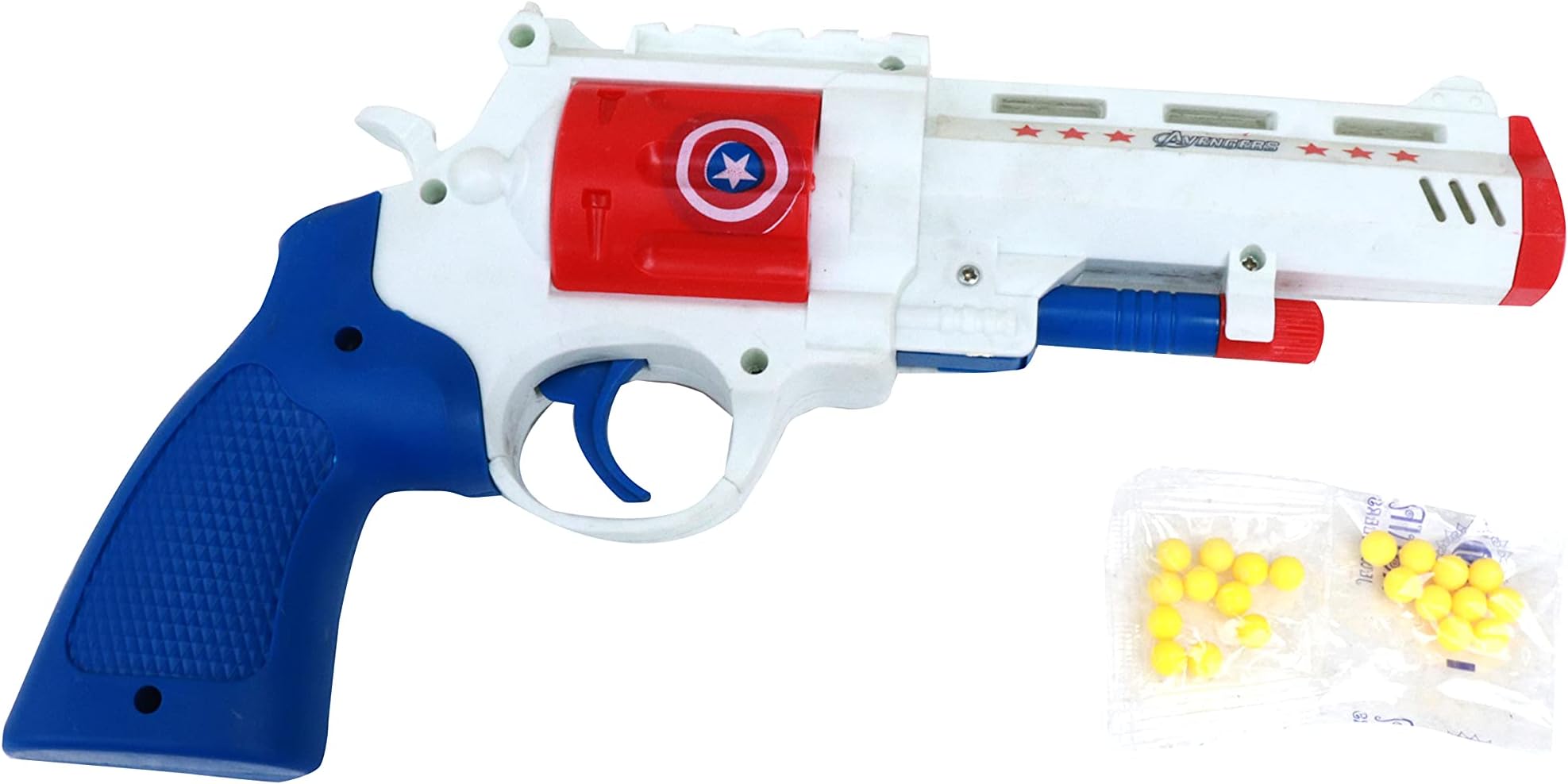 Popo Toys Captain America Gun | Free 45+ Bullets | 5 Years & Up, Black
