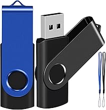 EASTBULL USB Stick 4GB 2Pack USB Memory Stick Pen Drive Flash Drive（Black Blue with Free Lanyard)